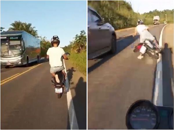 Photo of Região: Homem vai parar no hospital após empinar moto na estrada
