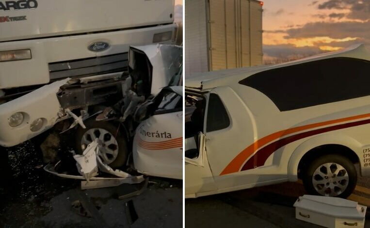 Photo of Região: Grave acidente com carro de funerária na BR-116