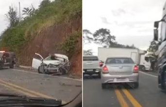 Photo of Grave acidente com morte e carro retorcido na estrada